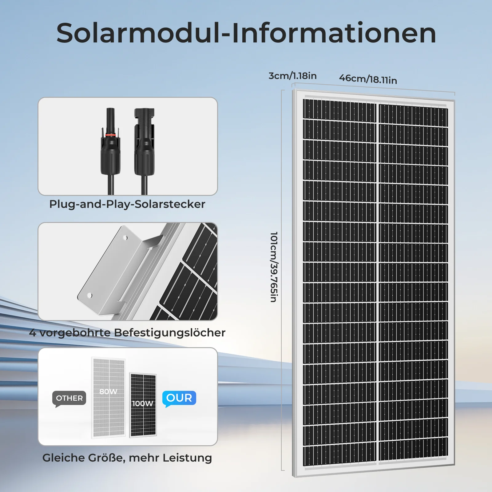 

WERCHTAY 100W 12V 12BB Solar Cell Monocrystalline Solar Panel High Efficiency Solar Module Charge Battery for RV Trailer