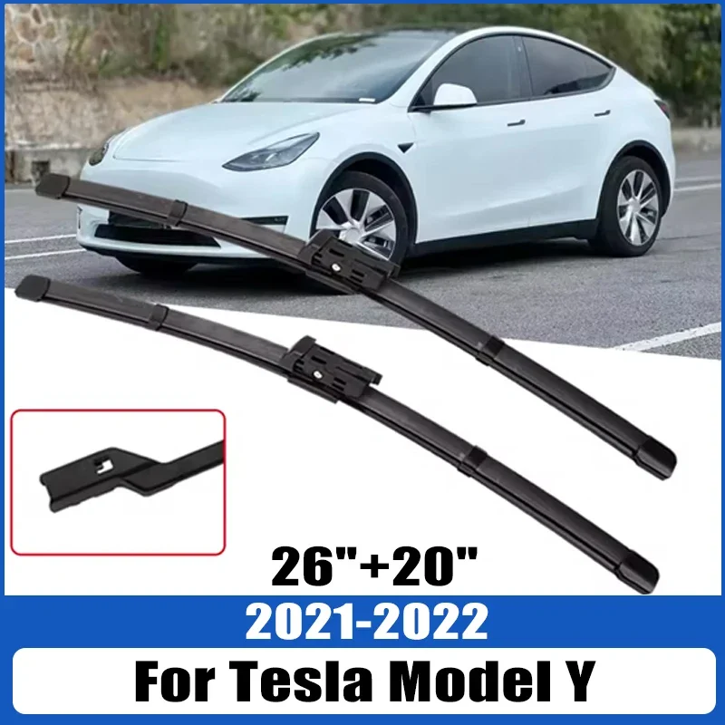 

For Tesla Model Y 2021-2022 Wiper Front Wiper Blades Windshield Windscreen Window Brush 26"+20" Car Accessories