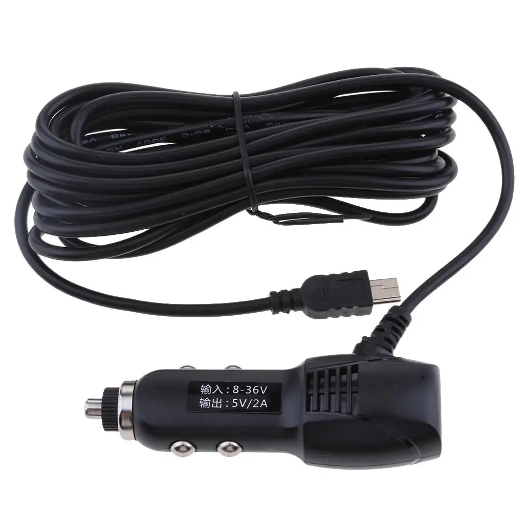 Adaptador de cargador DVR para coche Mini USB de 5V 2A de 3,5 m para varios navegadores GPS SAT
