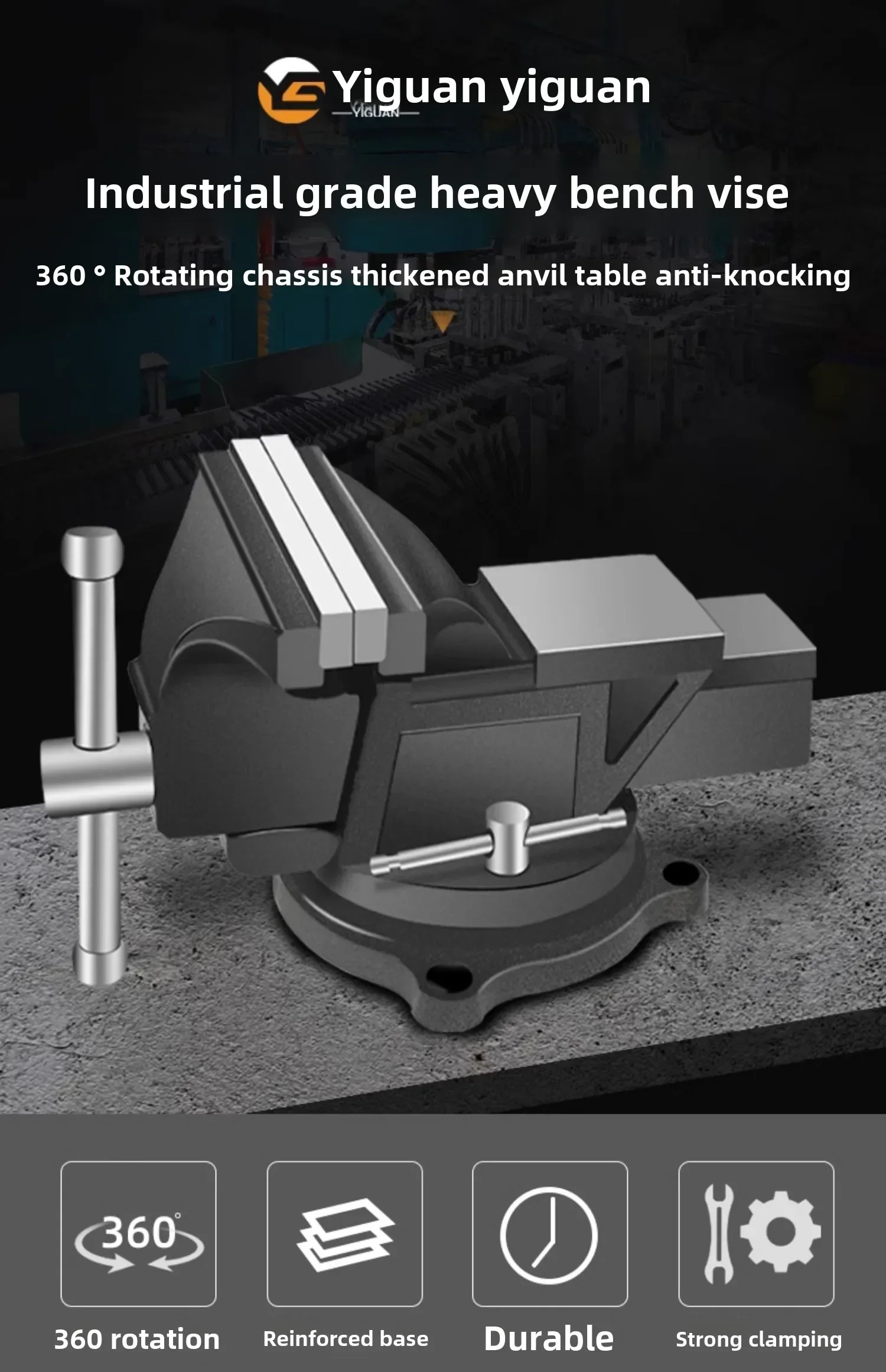 Heavy Duty Industrial Bench Vise with Multi-functionality for Home Use AE