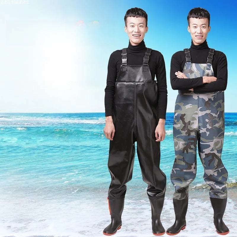 thickened-full-cow-tendon-overalls-waterproof-outdoor-camping-wading-pants-men's-half-body-overalls-rain-pants-home-use