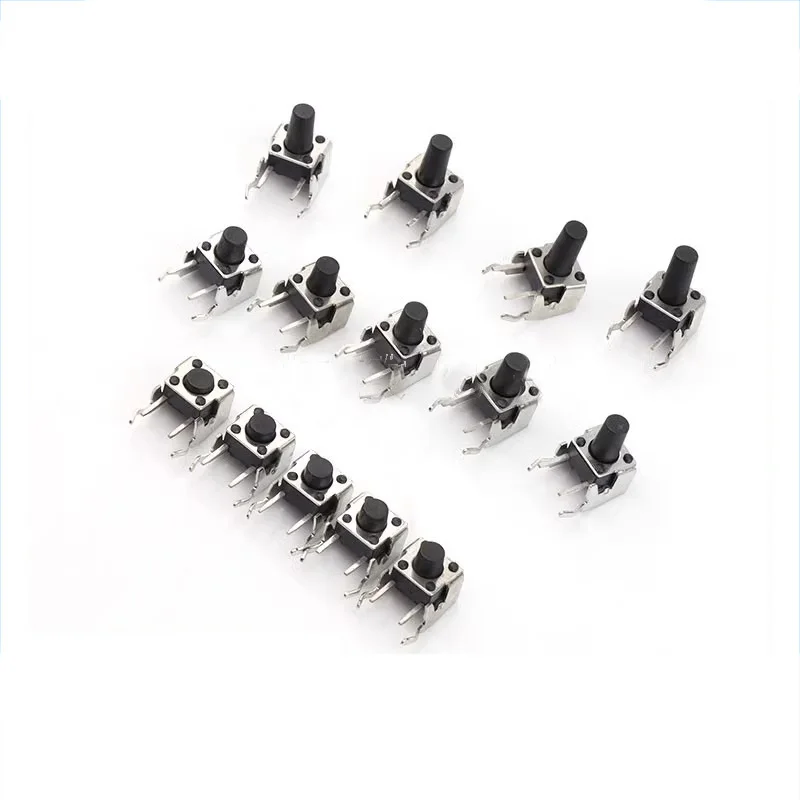 Micro touch switch 6*6*4.3/5/6/7/8~13H horizontal pin support 6X6MM90 degree side insert board