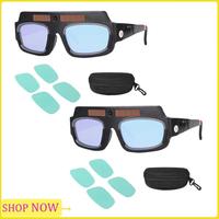 Especial 2X Solar Powered Auto Darkening Welding Mask Helmet Goggles Welder Glasses Arc Anti-Shock Lens With Storage Case