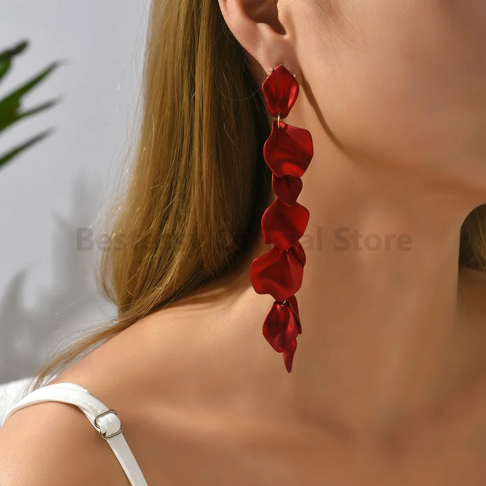 

Женские Висячие серьги в виде лепестков, Длинные акриловые серьги с кисточками в Корейском стиле, подарочные украшения