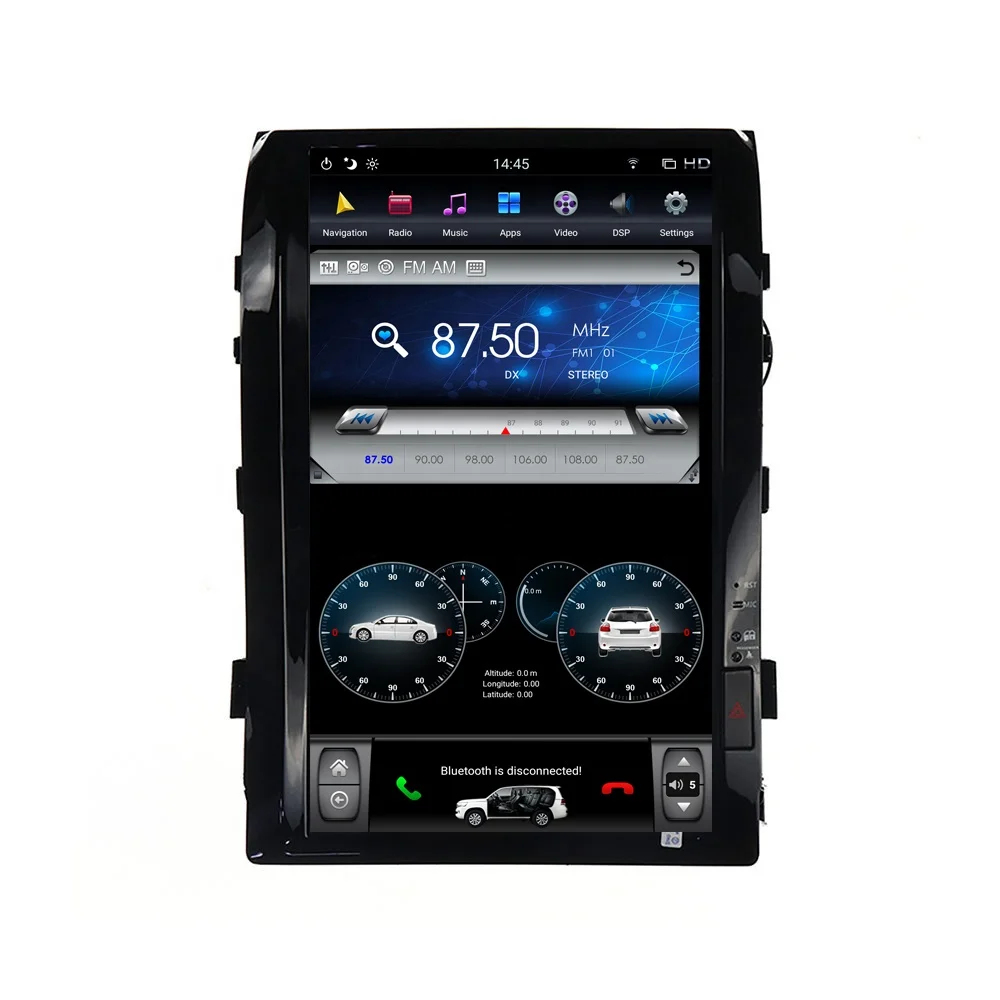 16'' Vertical Screen PX6 Android Car Multimedia Player Radio GPS Navigation for Toyota Land Cruiser VXR 2008-2015