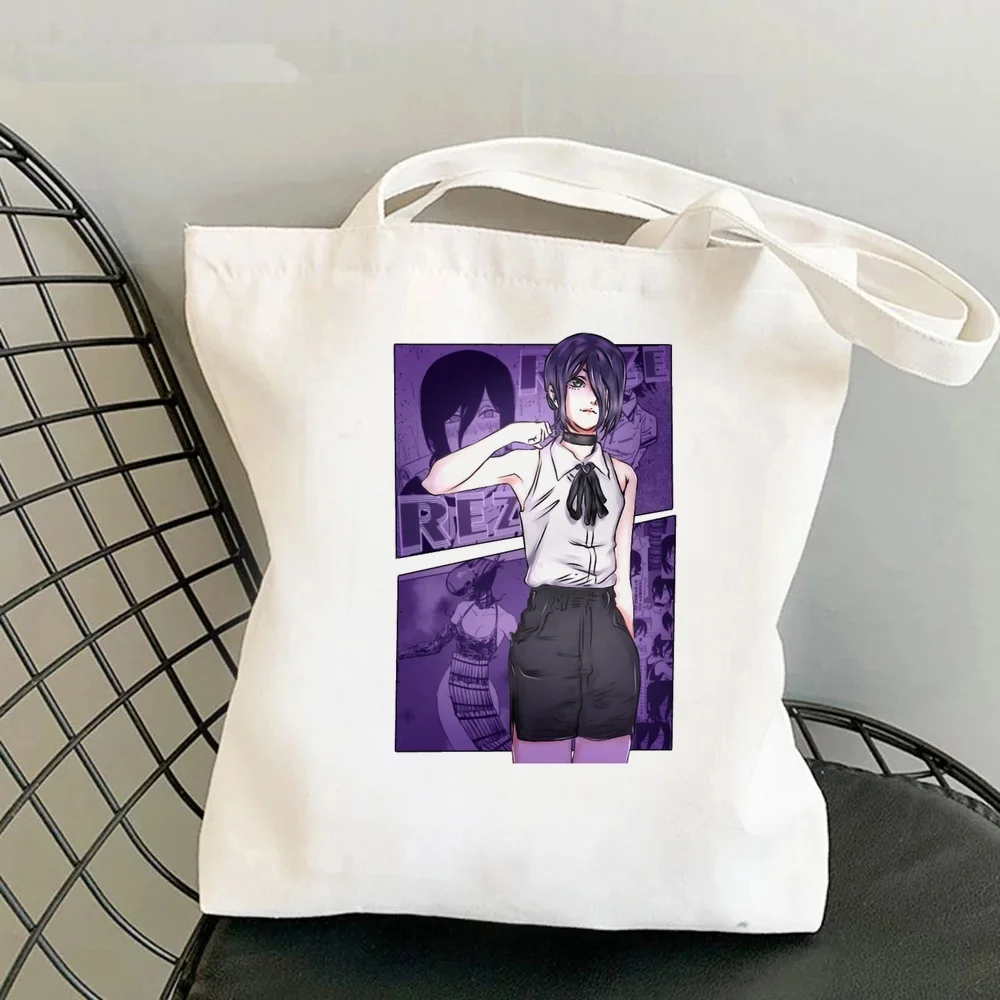 Chainsaw Man tote bag canvas  reusable totebag personnalisable bolsas de tela femme