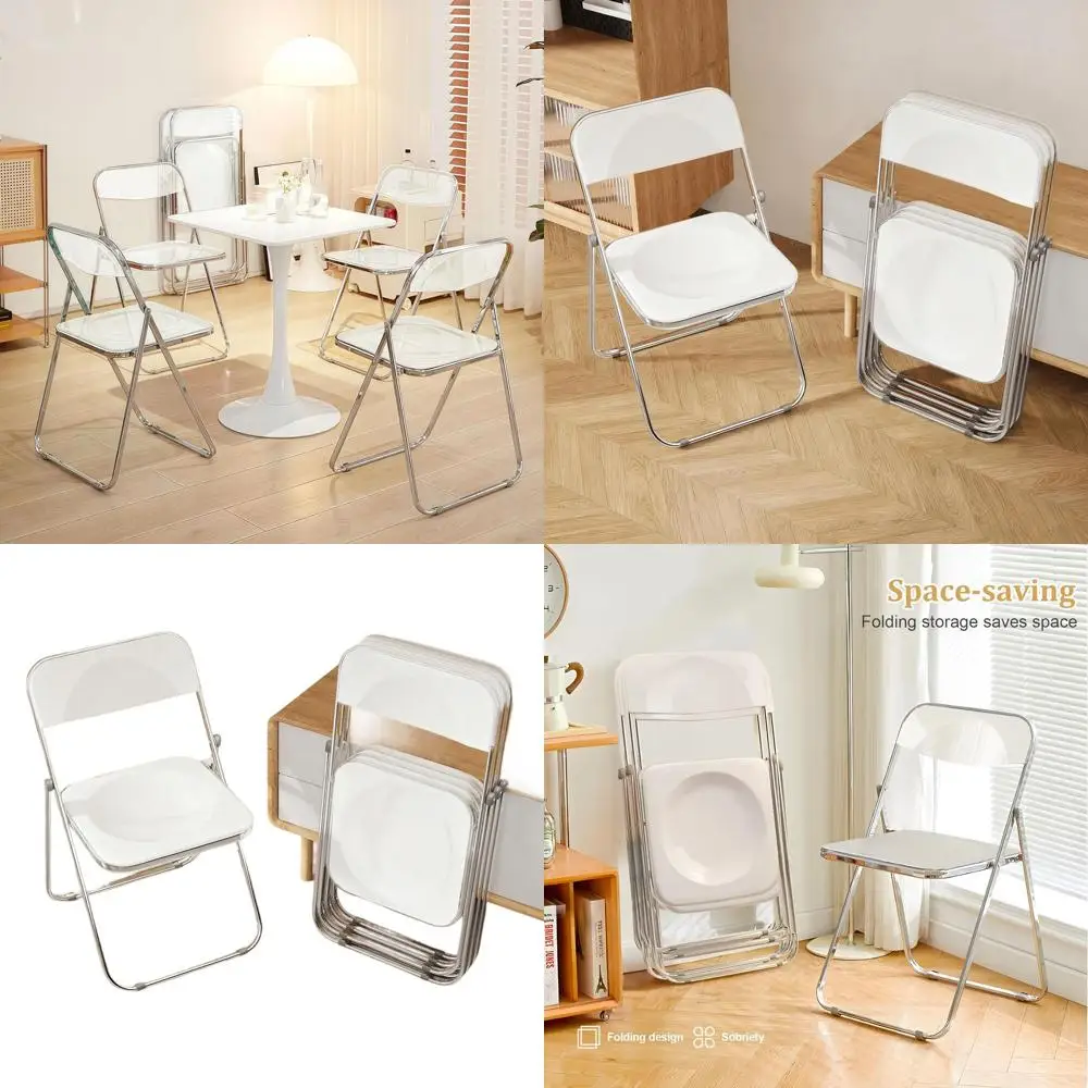 

4-Pack Acrylic Foldable Chairs: Portable, Comfortable Plastic Seating for Home, Office, and Parties