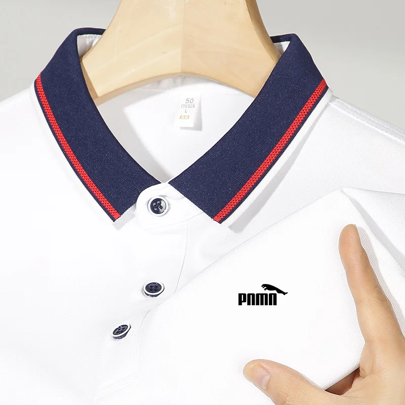 2024 Men's New High Quality Short sleeved Fashion Comfortable Elastic T-shirt High Quality Brand Printed Business POLO Shirt