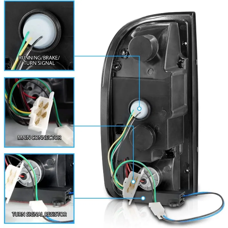 AmeriLite para 1995-2000 Tacoma Pickup tipo C tubo LED negro reemplazo luz trasera juego de lámpara de freno-controlador