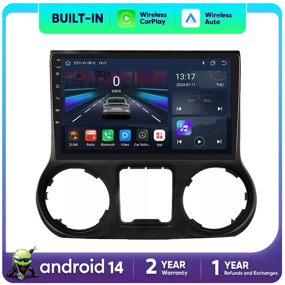 

Автомагнитола на Android 14 для Jeep Wrangler 3 JK 2010 2011 - 2018 мультимедийный стерео видеоплеер навигация GPS WIFI беспроводной Carplay