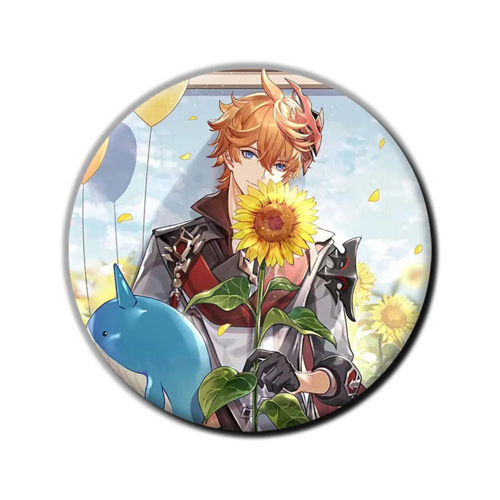 58mm Game Genshin Impact Tartaglia Cosplay COSTUME Badge Pin SPTE Tinplate Brooch Prop