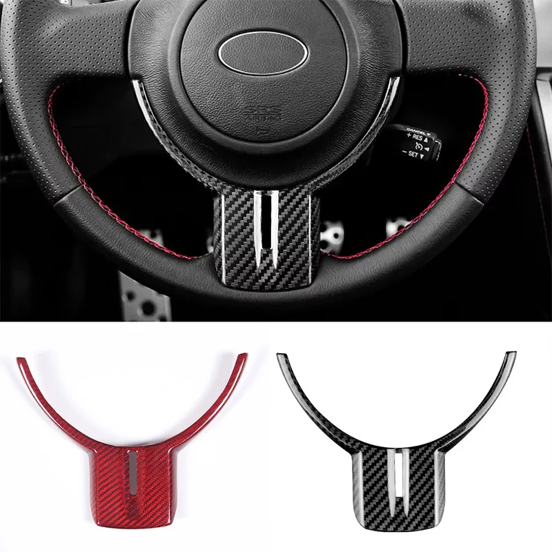For Subaru BRZ Toyota 86 2012 2013 2014 2015 2016 Real Carbon Fiber  Car Steering Wheel Cover Sticker Interior Trim