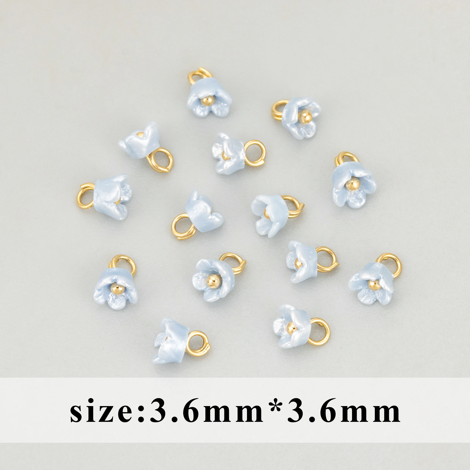 GUFEATHER-Breloques en Plaqué Or 18K, Accessoires de Bijouterie, en Cuivre, Fleurs en Plastique, Faits à la Main, pour la Fabrication de Bijoux, Lot de 50 Pièces, MF52