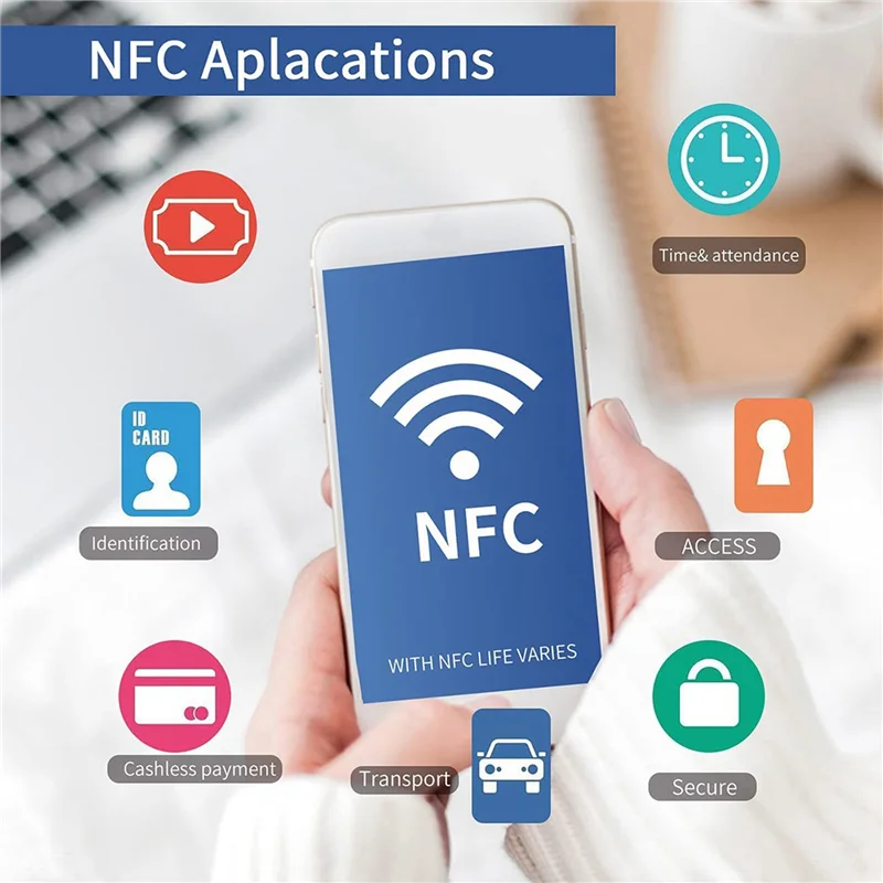 A92Z 300Pcs NFC Ntag216 Sticker Ntag216 NFC Tags NFC 216 Tag Ntag216 NFC Cards 13.56Mhz NFC Tag Stickers 888 Bytes Memory