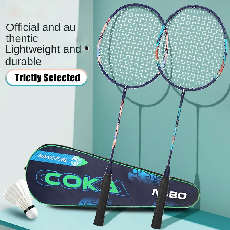 

Strictly Select Iron Alloy Badminton Rackets Ultra-light Durable Double Badminton Racket Set For Adults Carrying Bag By Beginner