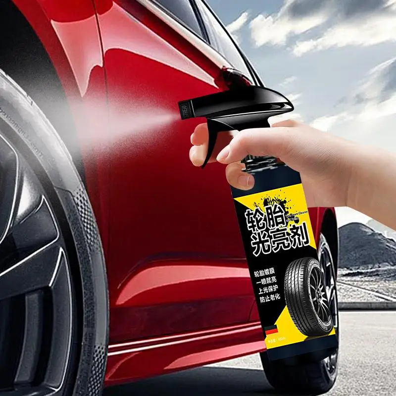 Car Tire Shine Spray 500ml User Friendly Tire Dressing User Friendly Spray UV Protection Ensures Precise Shine & Minimal