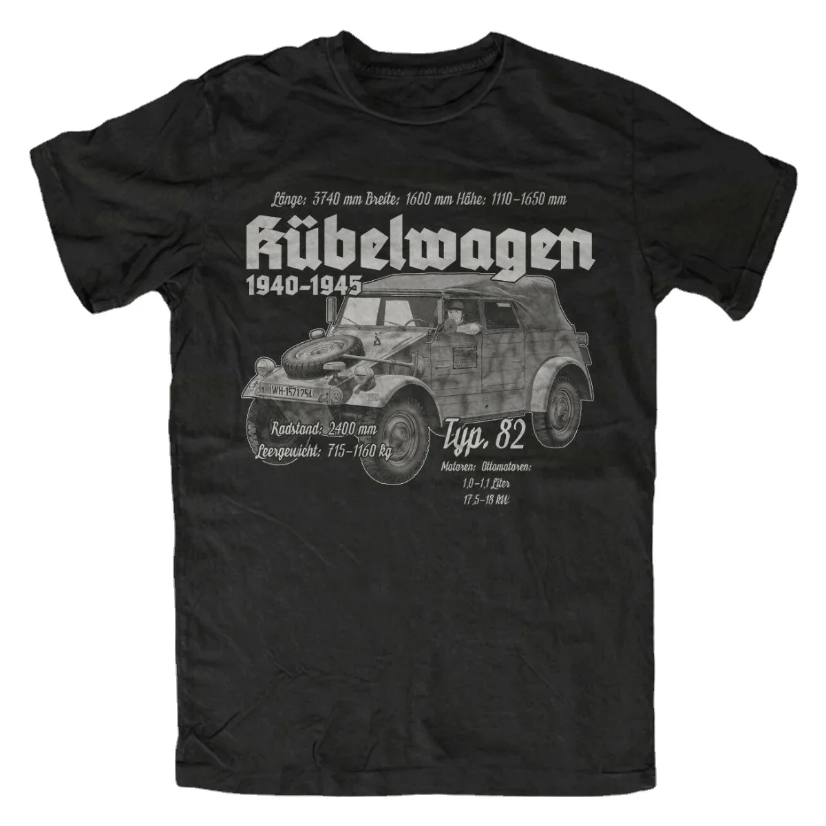 Summer Cotton Short Sleeve O-Neck Mens T Shirt New S-5XL Vintage Type 82 Bucket/Tub Car Bundeswehr Military Vehicle T-Shirt.