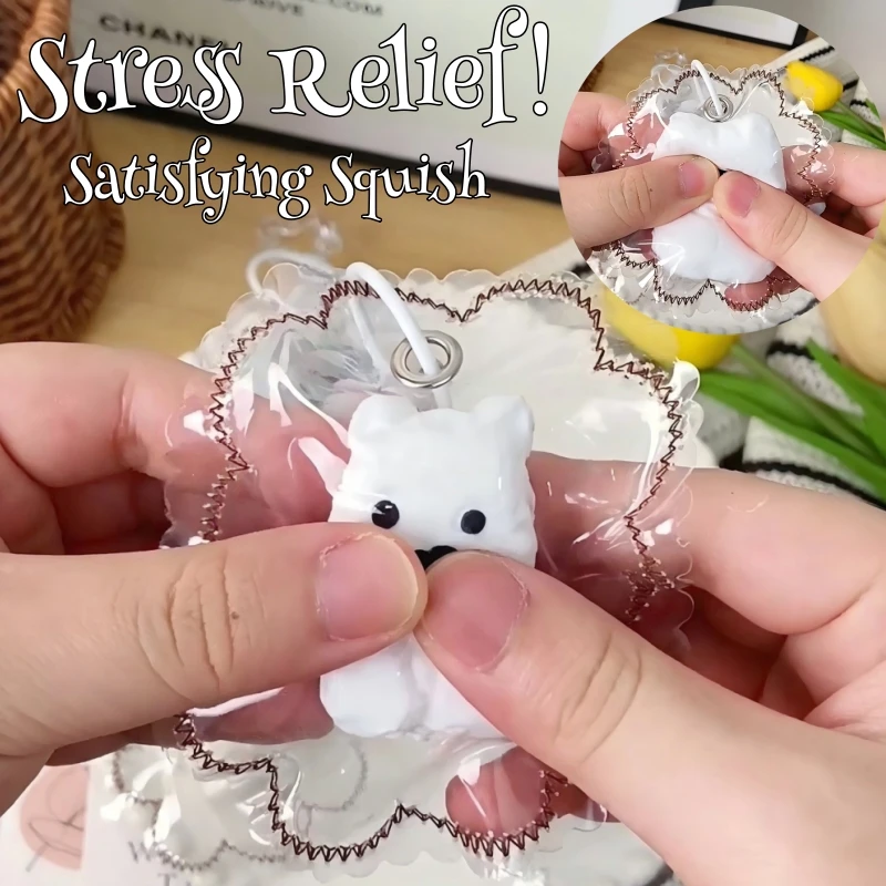 Westie Dog Slow Rising Soft Rebound Fidget Anti-stress Toy with Keyring Food Grade Silicone Sensory Stress Relief Toy for Adults