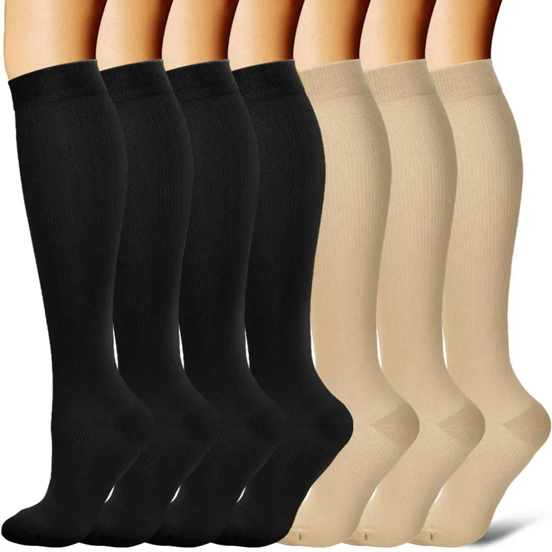 3/6/7 paires de chaussettes de Compression médicales 20-30mmHg hommes varices chaussettes de sport pour la course à pied cyclisme Circulation sanguine chaussettes aux genoux