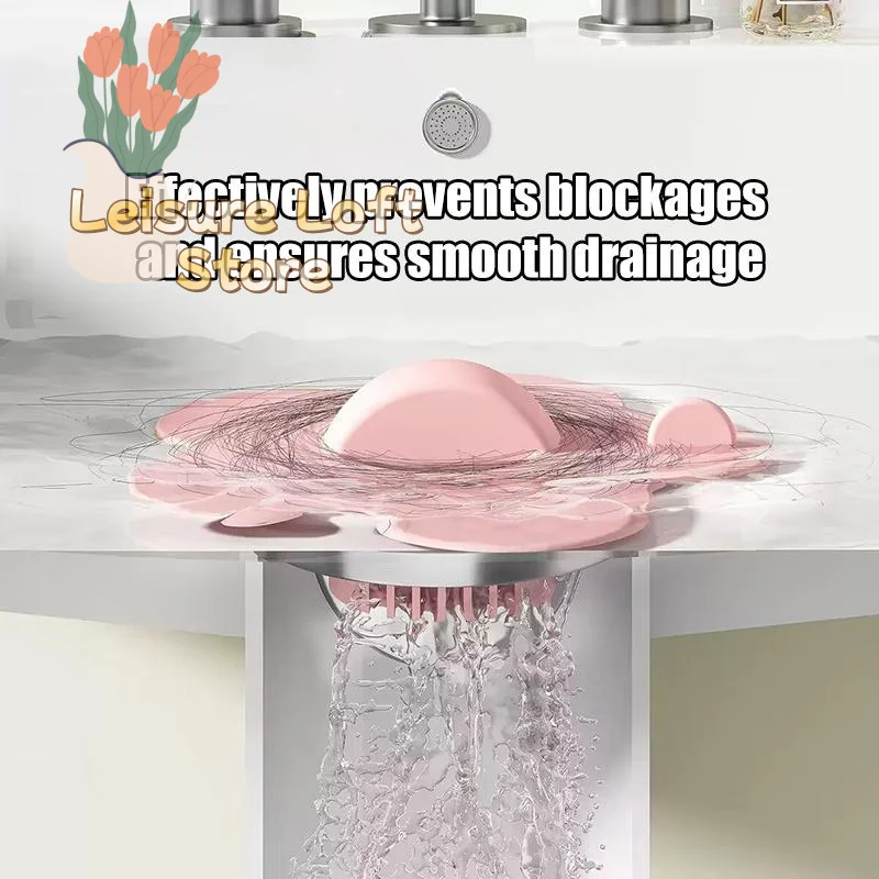 

Flower Shape Sink Drain Stopper Silicone Filter for Washbasins Hair Catcher Easy Clean for Bathroom Kitchen