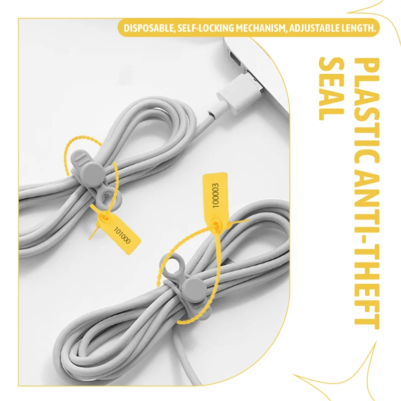 APPLIA-1000 Pcs Fire Extinguisher Tags Security Tags Seals Safety Numbered Zip Ties Labels (Yellow)