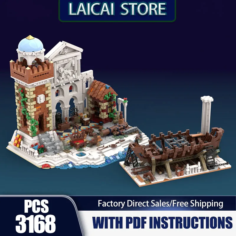 Model Średniowiecznego Zamku Klocki Konstrukcyjne Model Stoczni Fuxing Technologia Modułowe Klocki Prezenty Zestawy Zabawek Świątecznych Montaż