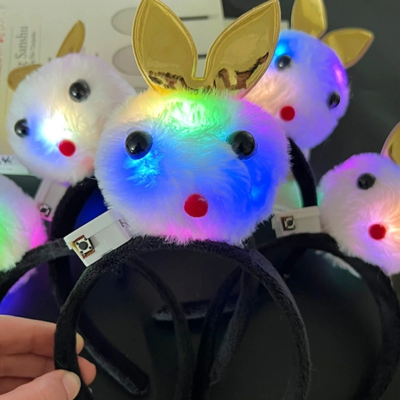 Diadema luminosa con tema conejo con LED Pascua para niños, vendedores ambulantes, sombreros para adolescentes