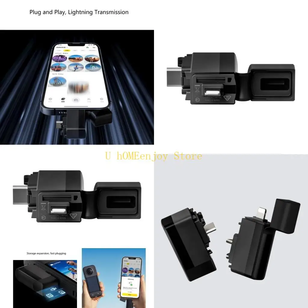 

B0KF Vertical Card Reader Fast File Transfer for Insta360 Sport Camara Reader