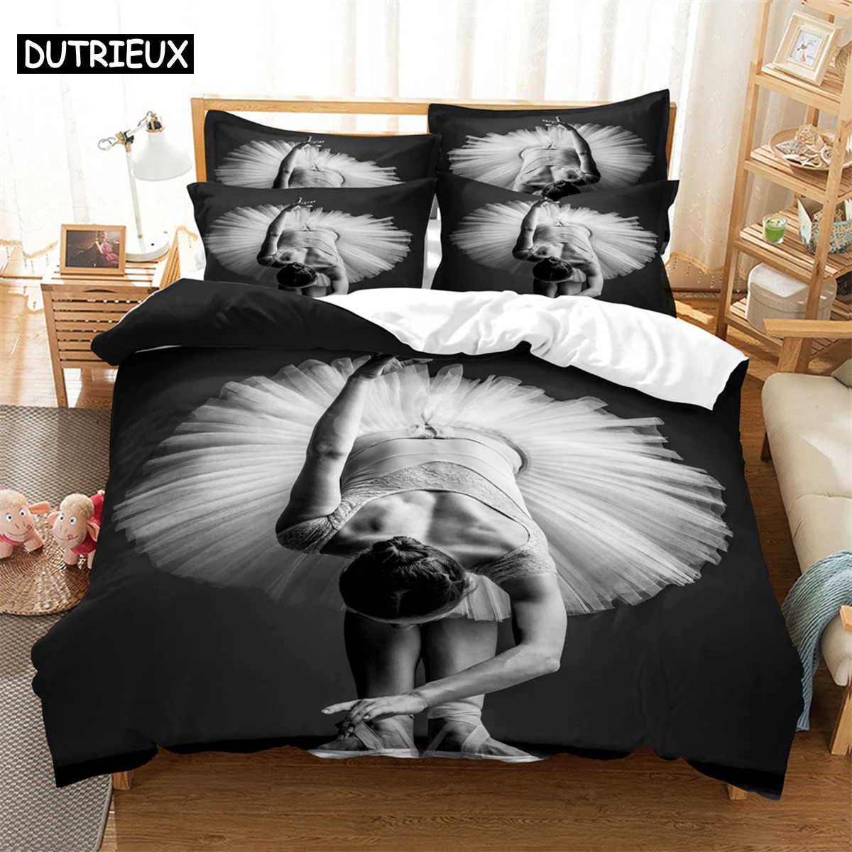 

3D digital printing 2/3pc quilt cover pillowcase double bed set cover quilt Soft Microfiber bedding set Dancer