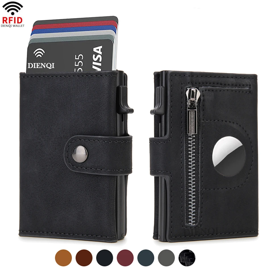 Rfid Credit Card Holder Men Wallets Luxury Slim Wallets for Airtag Air Tag Tracker Minimalist Purse Fathers Day Presents Choice
