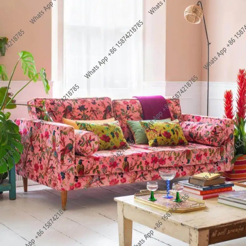 

Французский ретро-диван из ткани, двуспальный, цвета античной розы, B&B, американский тройной диван с латексным наполнителем