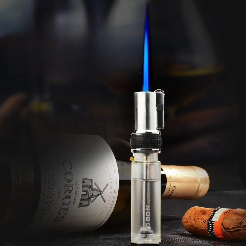 JOBON Transparent Body Windproof Jet Blue Flame Torch Butane Gas Lighter Safety Lock Switch Mini Outdoor Portable Cigar Lighters