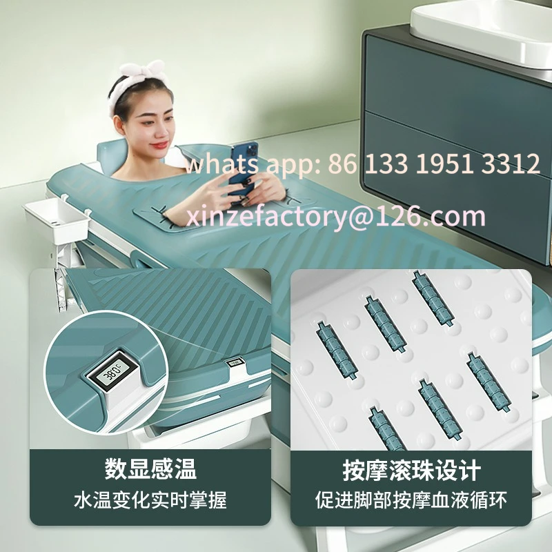 

Customizable Adult Folding Bath Bucket Temperature Sensing Bath Bucket Hollow Reachable Convenient