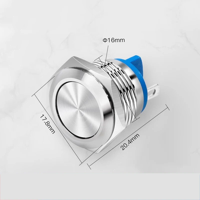 240 قطعة 16 مللي متر الفضة الاتصال شقة رئيس 2 دبابيس لحظة مفتاح بـزر دفع معدني