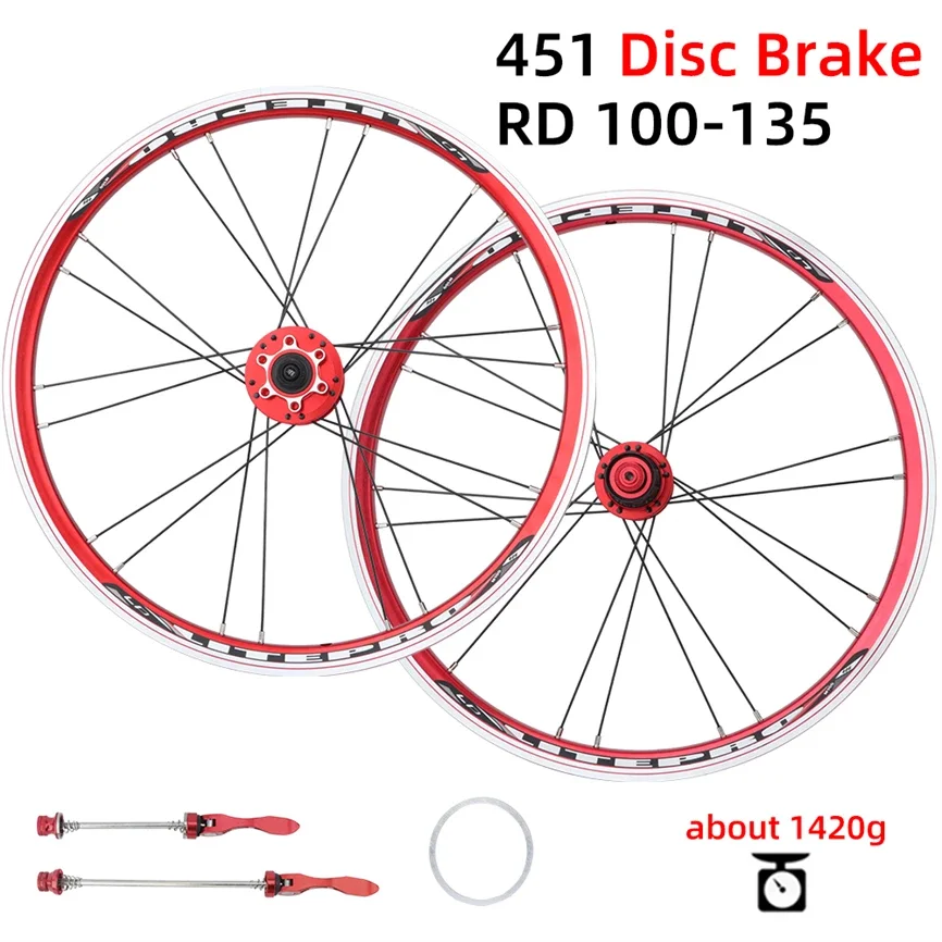 Litepro 20 Inch bicycle wheel 406/451 Disc/V Brake Aluminum Double-Layer Rim For BMX Folding Bicycle Wheelset