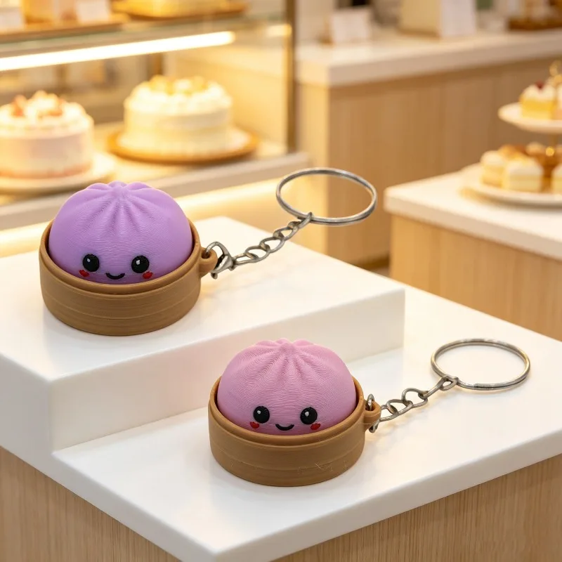 1~5 Stück Knödel-Fidget-Tastatur-Schlüsselanhänger, 3D-gedruckt, niedlich, Anti-Stress-Fidget-Clicker-Schlüsselring, Weihnachts- und Neujahrsgeschenke für Paare – Detail 5