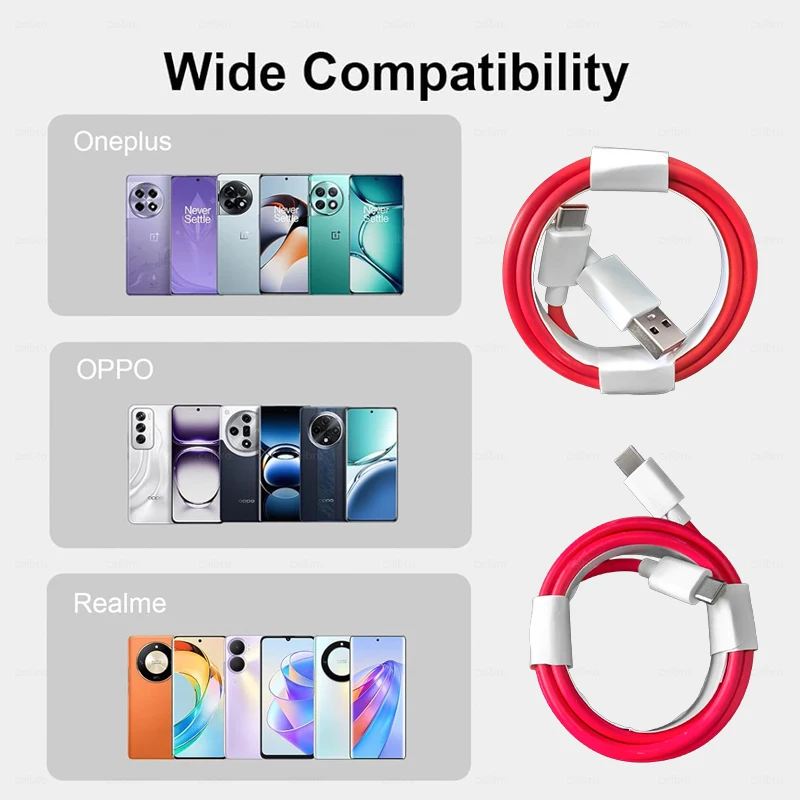 كابل OnePlus 13 12 11 10 الأصلي من النوع C إلى USB PD سلك 150 وات 100 وات 80 وات شحن Supervooc لـ OPPO Reno 14 Realme One Plus Nord 5
