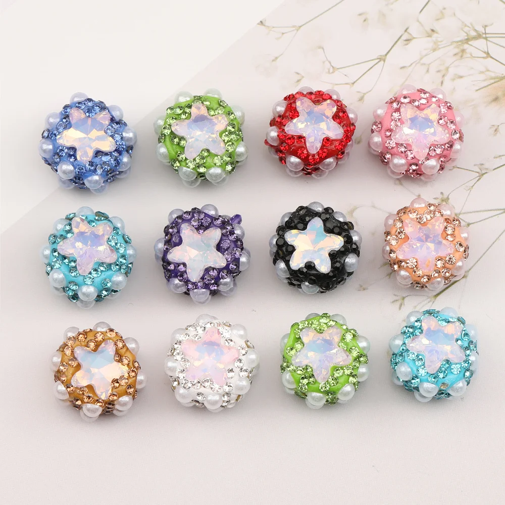 

Cordial Design 40Pcs 18*18MM DIY Beads/Round Shape/Hand Made/Rhinestone Effect/Jewelry Findings & Components/Polymer Clay Bead