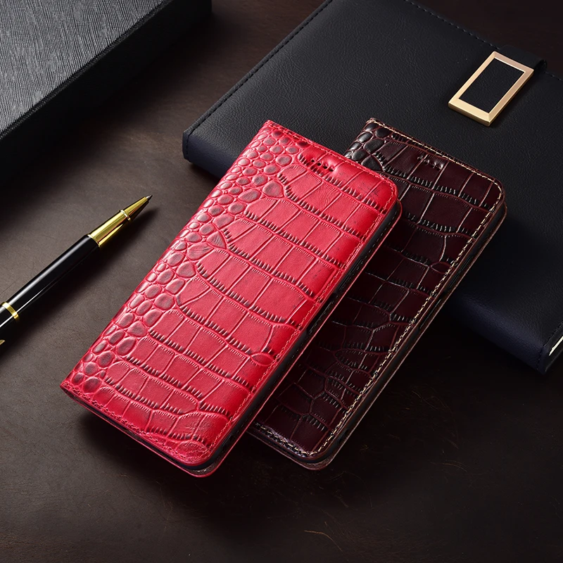 

Fashion Crocodile Pattern Genuine Leather Phone Case for Redmi Note 5 6 7 8 8T 9 9S 10 10S 11 12 Turbo 12S 13 14