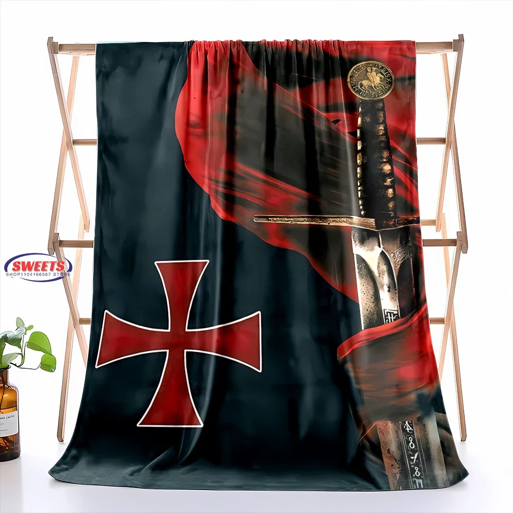 3D Printing Crusade Cross Templars Knight Blanket for Bed Bedroom Sofa Picnic,Throw Blanket for Cover Outdoor Leisure Nap Office