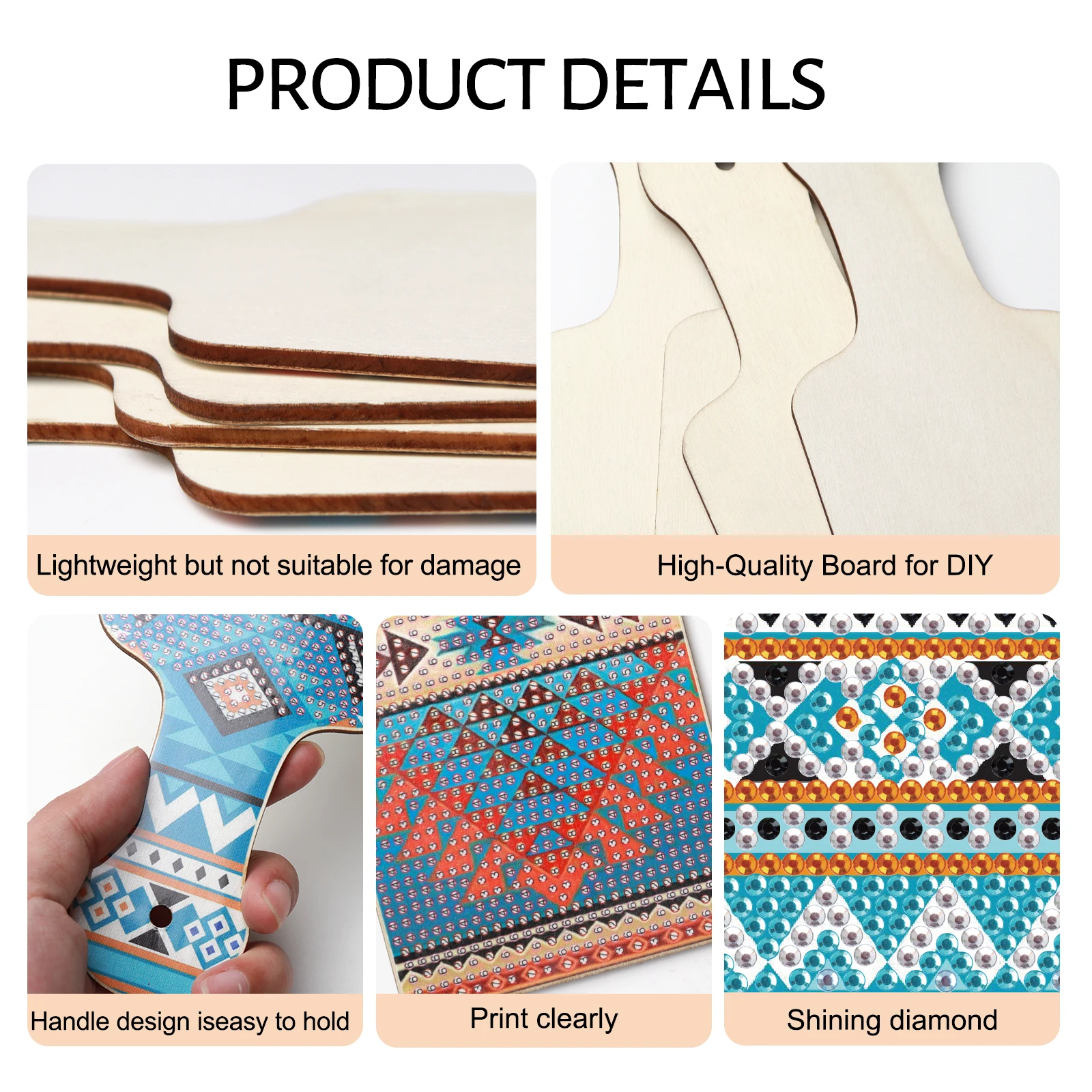 4 حزمة DIY بوهيميا الماس الفن اللوحة لوحات صغيرة مع مجموعات مقبض ، الماس الفن المطبخ الخبز الفاكهة تقطيع لوحات هدية المنزل