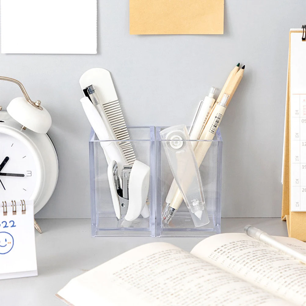 

6 Pcs Simple Stationery Storage Box Office Pencil Holder Acrylic Makeup Brush Clear Marker Organizer