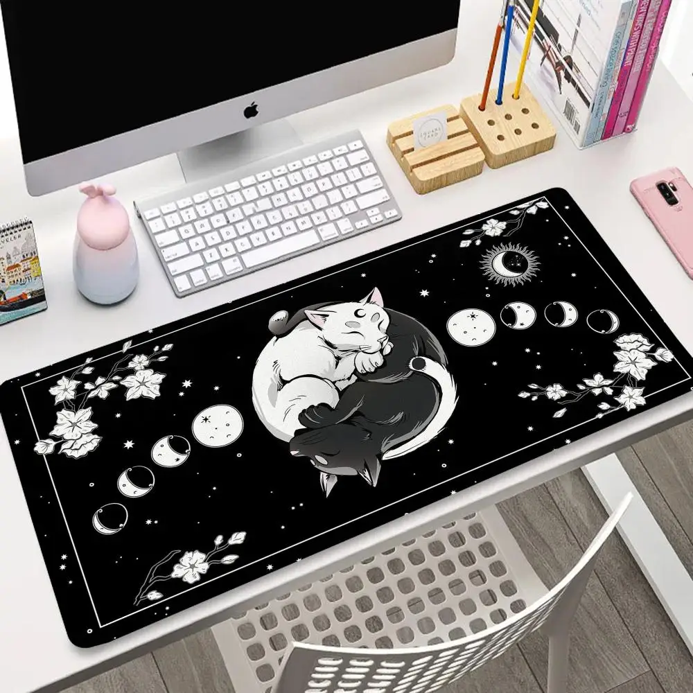 

Cat and moon flower creative design mousepad, high-definition printed computer game accessory, rubber anti-slip, washable