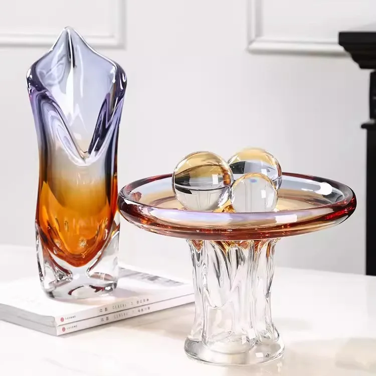 Light luxury glazed vase fruit plate color hydroponics living room entrance dining table homestay flower ware decoration heavy g