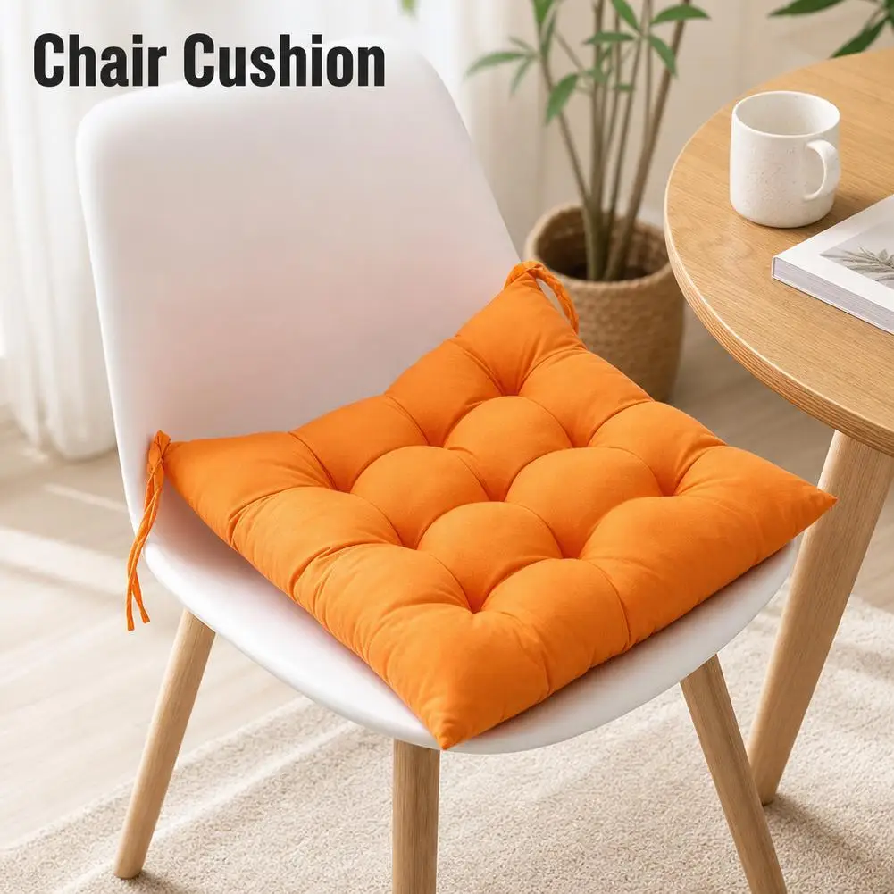 Thickened Sanded Seat Cushion Chair Pad with Ties for Kitchen/Office/Computer Chair