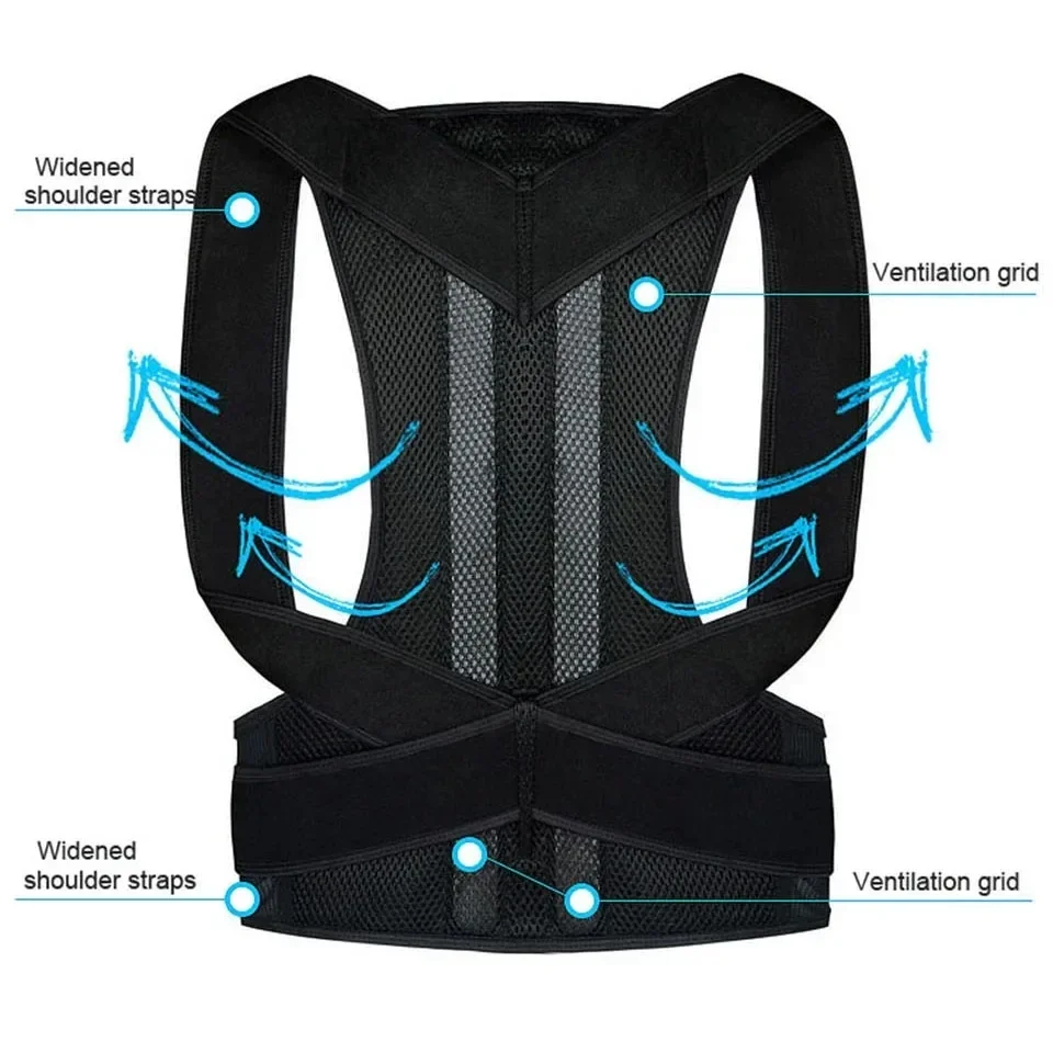 Black Brace Support Belt Adjustable Back Posture Corrector Clavicle Spine Back Shoulder Lumbar Posture Correction School Office