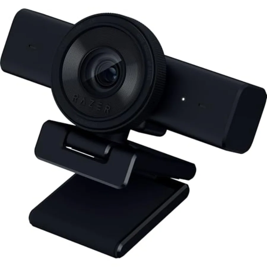Streaming webcam for content creators: aluminum alloy body, black, 1440p 60 FPS with auto focus, wide-angle lens, built-in mic,