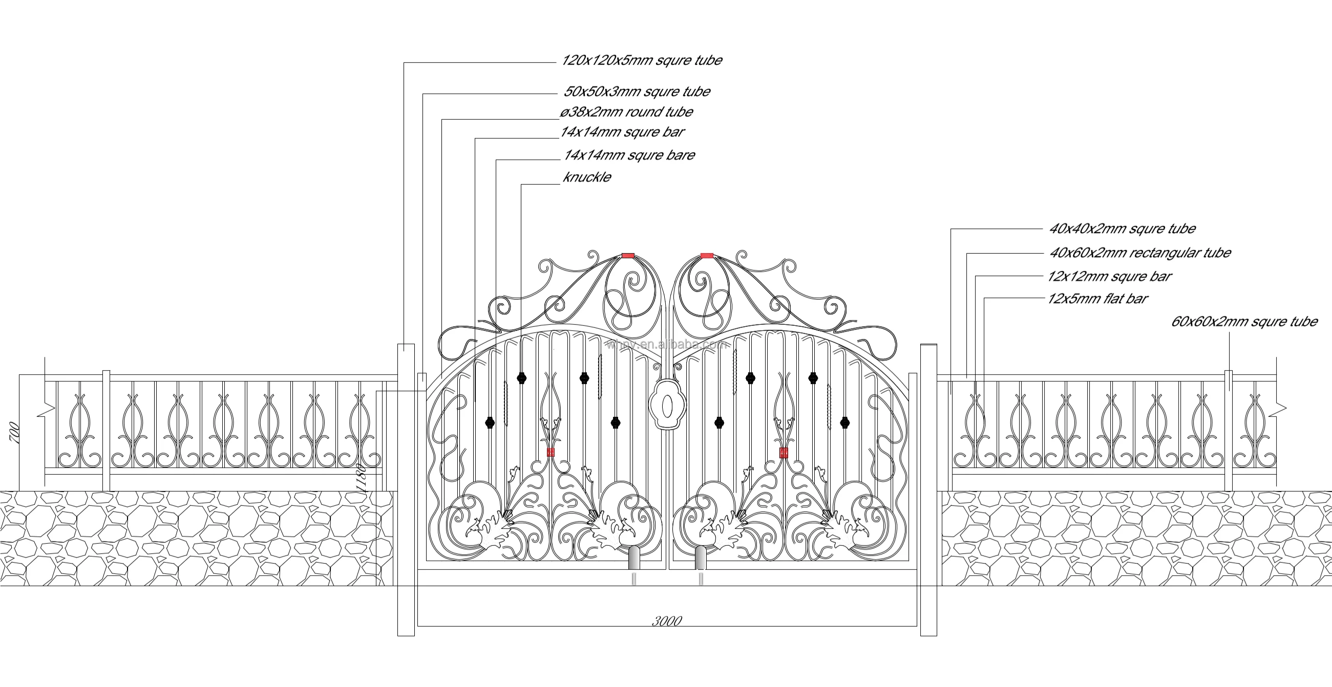 Antique Wrought Iron Fancy Front Door Design Driveway Door Design Boundary Wall Garden Steel Door For Sale