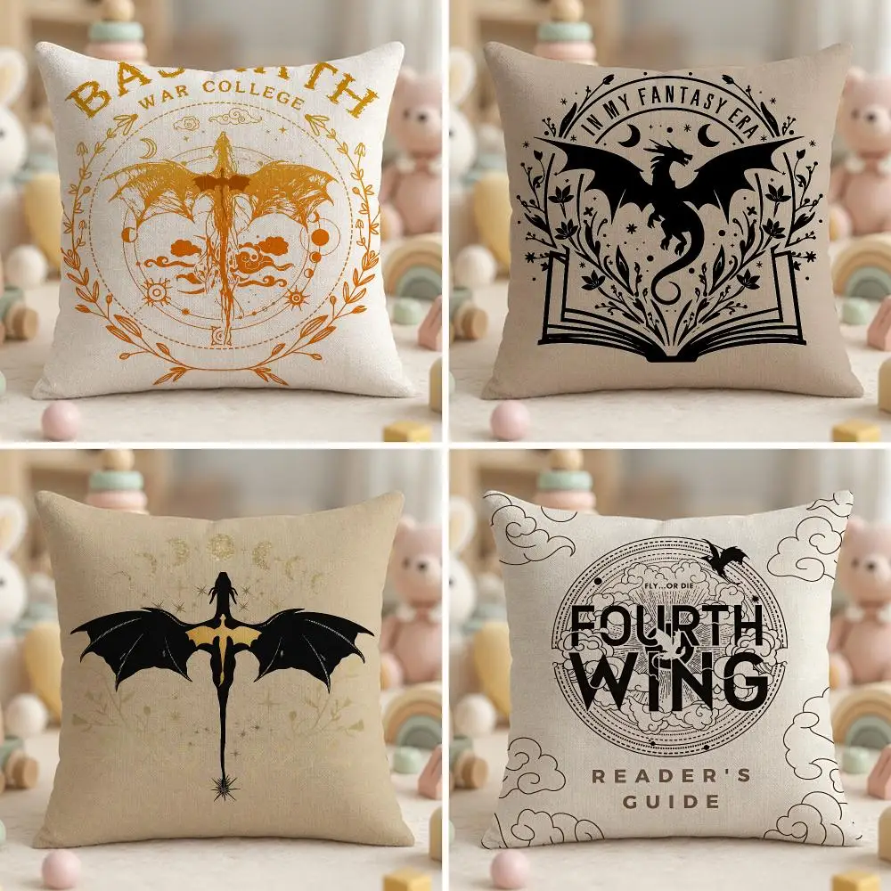Fantasy Novel F-Fourth WingS Cushion Cover Ultra Soft Throw Pillow Cover Skin Friendly for Sofa Bed Home Decor Gift