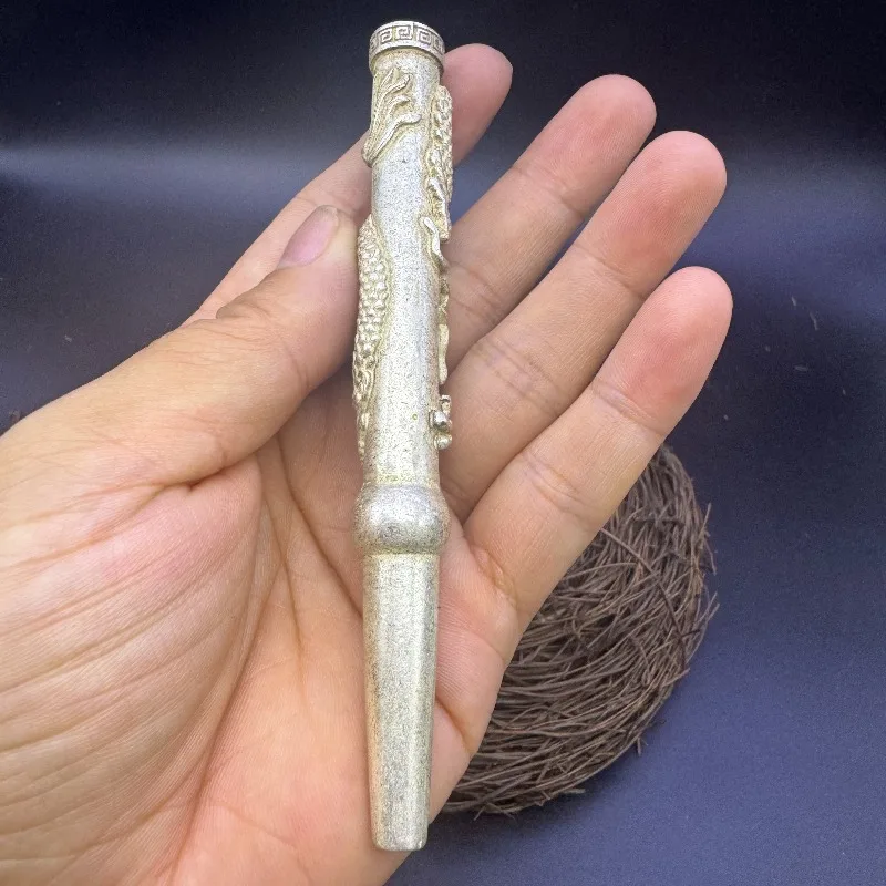 Handmade Vintage Dragon & Chinese Zodiac Tobacco Pipe, Antique Portable Smoking Tool Gift Ornament